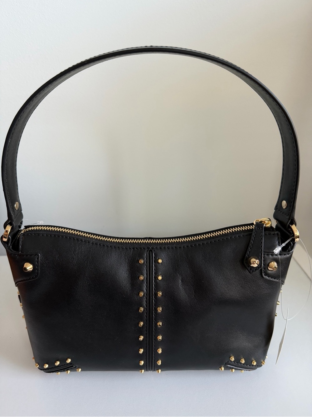 Michael Kors Black Leather Shoulder Bag with Gold Studs